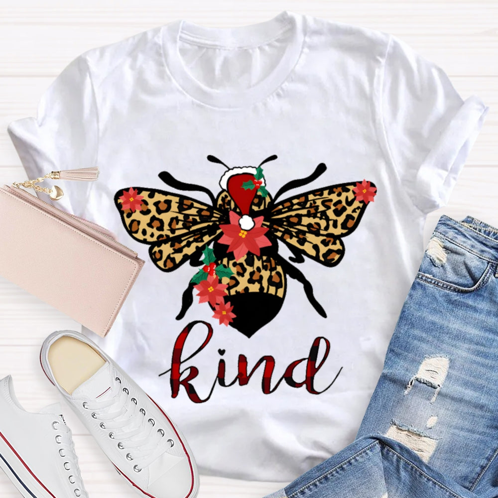 Be Kind Leopard Bee Christmas T-shirt