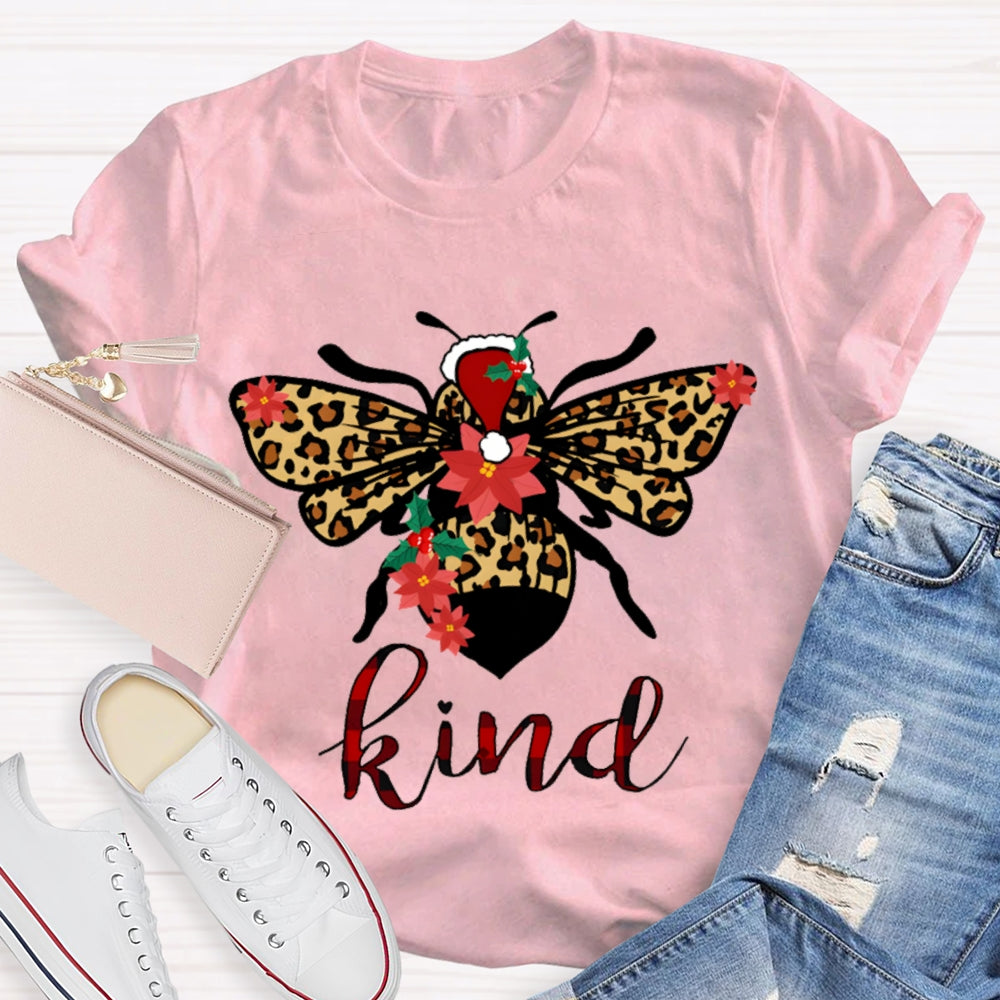 Be Kind Leopard Bee Christmas T-shirt