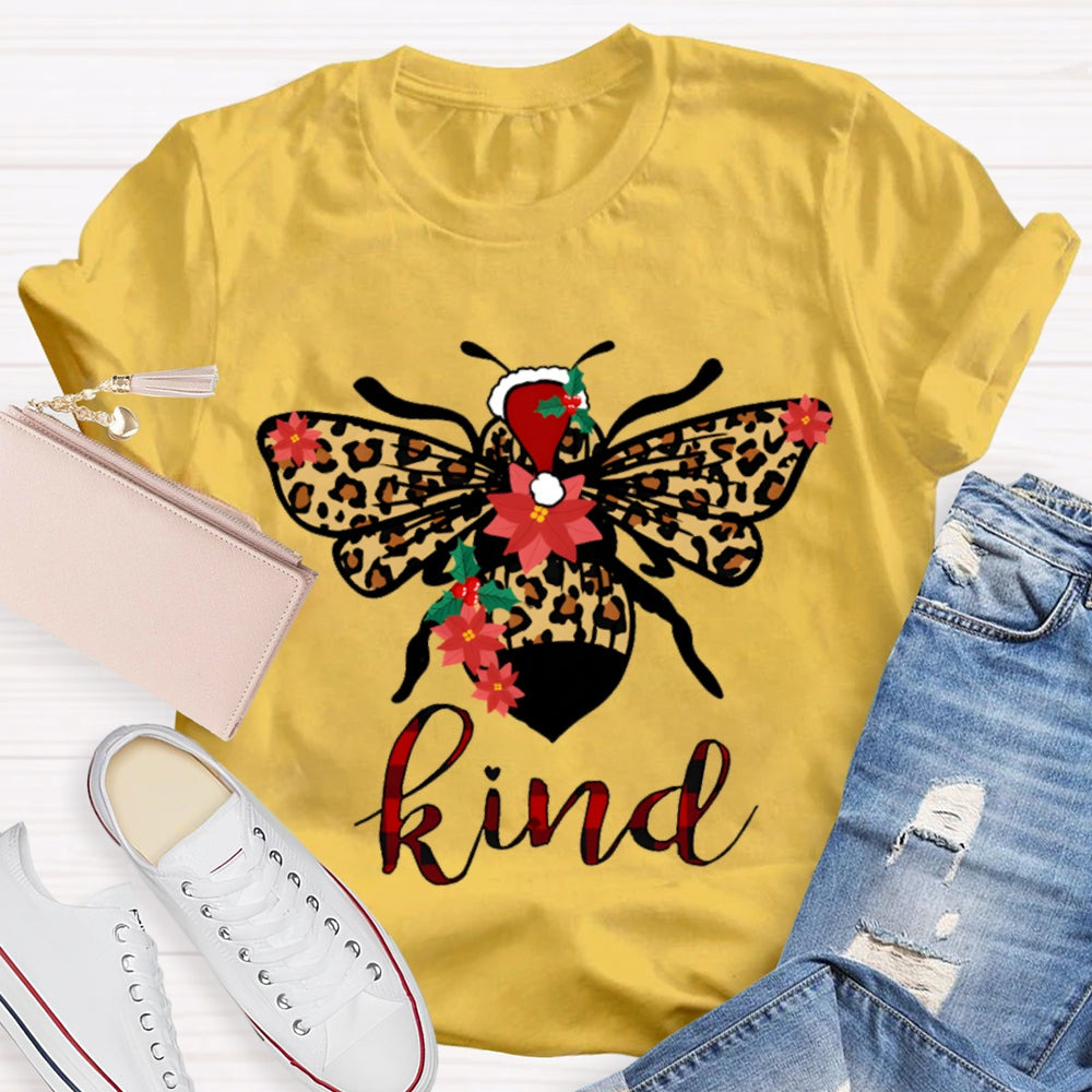 Be Kind Leopard Bee Christmas T-shirt