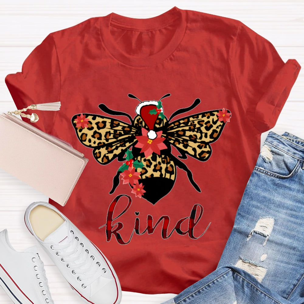Be Kind Leopard Bee Christmas T-shirt