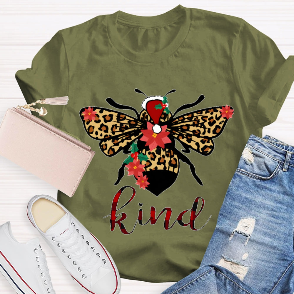 Be Kind Leopard Bee Christmas T-shirt