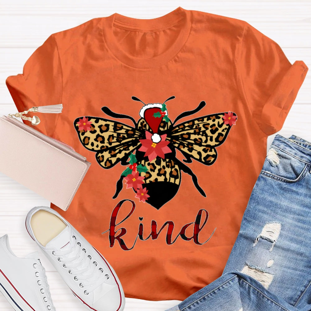 Be Kind Leopard Bee Christmas T-shirt