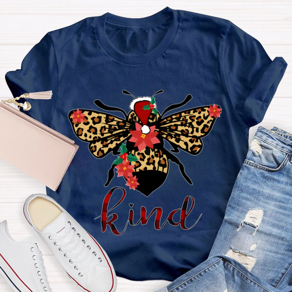 Be Kind Leopard Bee Christmas T-shirt