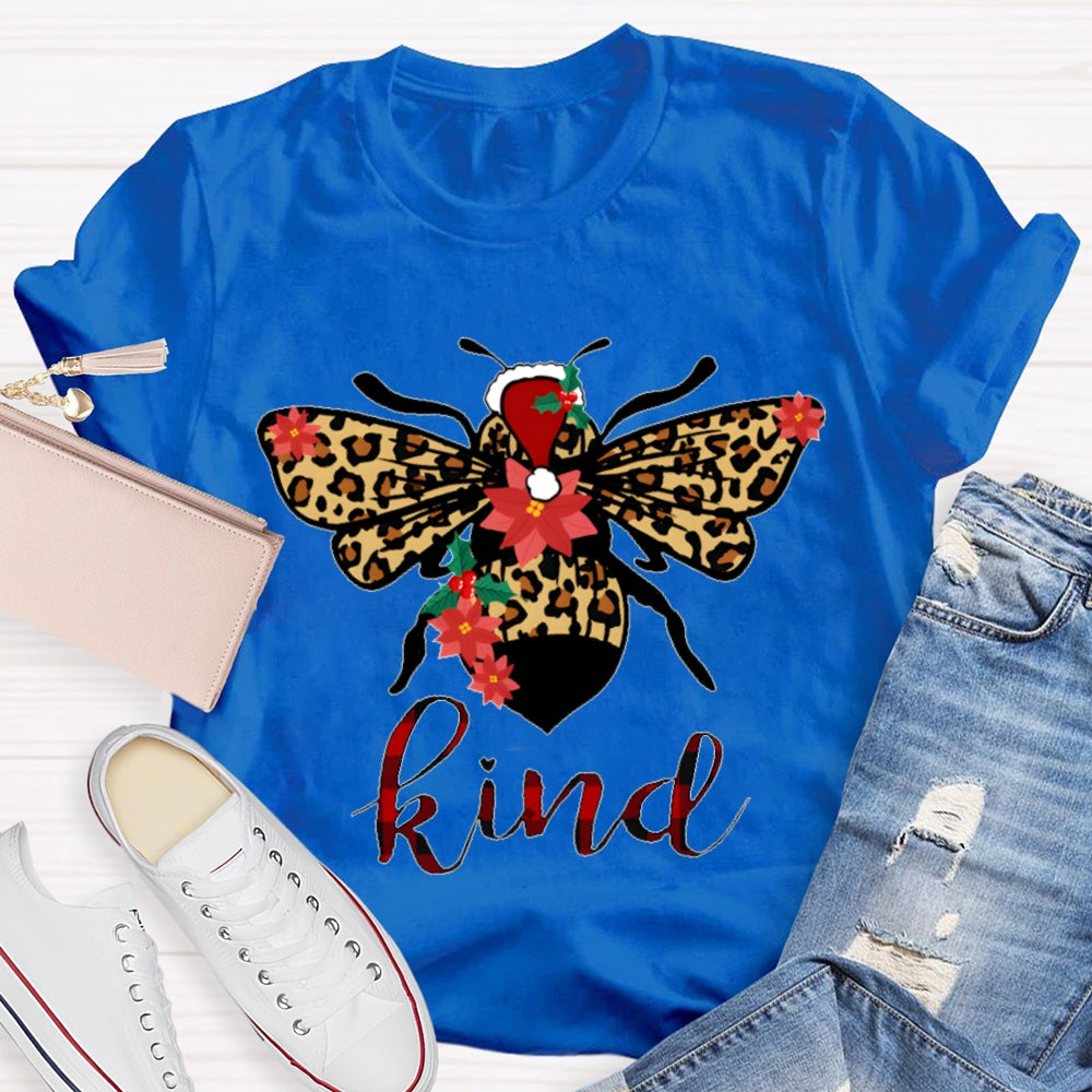 Be Kind Leopard Bee Christmas T-shirt