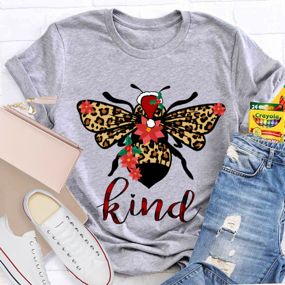 Be Kind Leopard Bee Christmas T-shirt