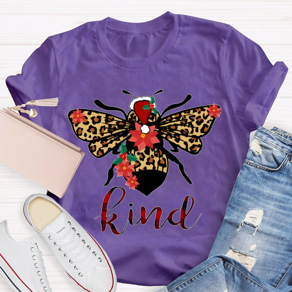 Be Kind Leopard Bee Christmas T-shirt