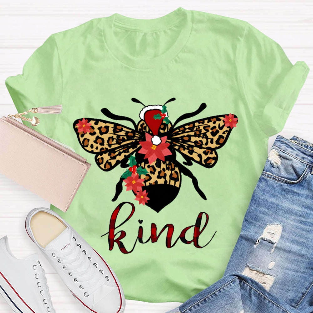 Be Kind Leopard Bee Christmas T-shirt