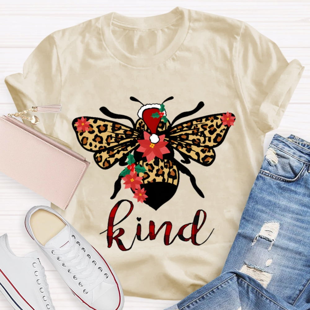 Be Kind Leopard Bee Christmas T-shirt