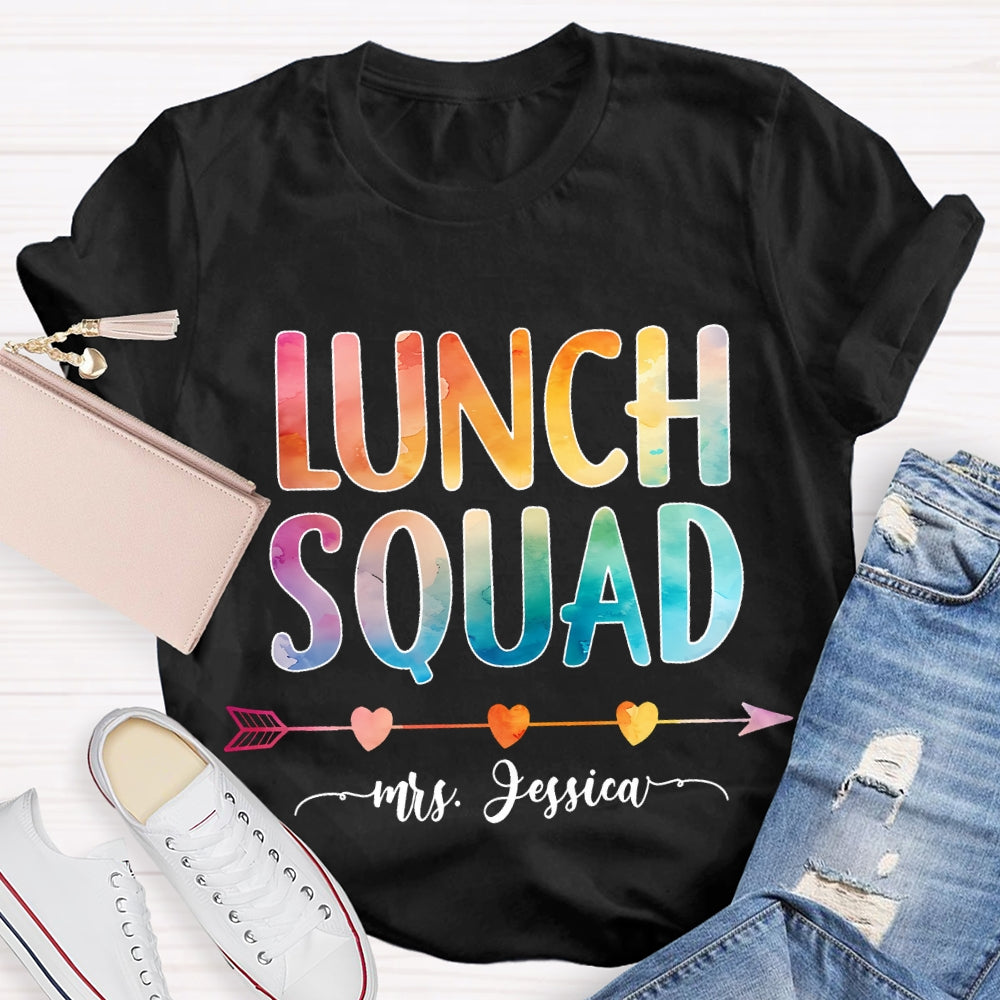 Personalized  Name Lunch Squad Gradient Letters T-Shirt