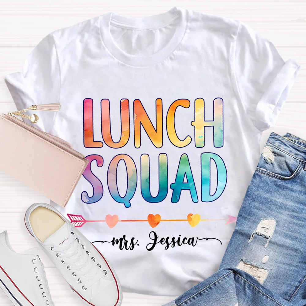 Personalized  Name Lunch Squad Gradient Letters T-Shirt