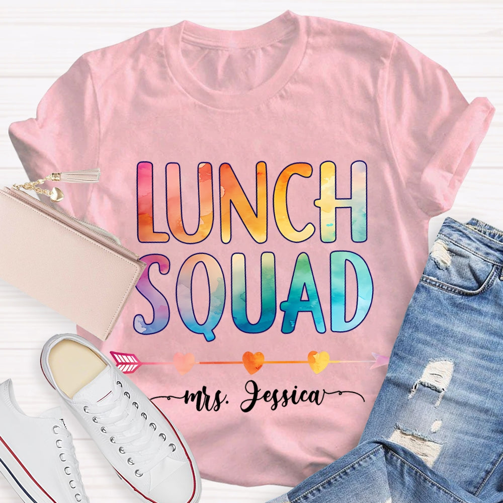 Personalized  Name Lunch Squad Gradient Letters T-Shirt