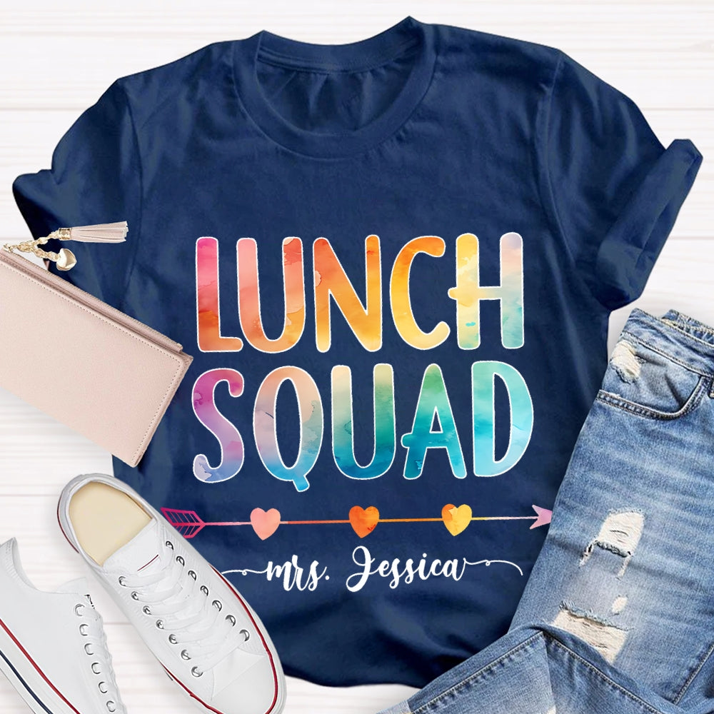 Personalized  Name Lunch Squad Gradient Letters T-Shirt