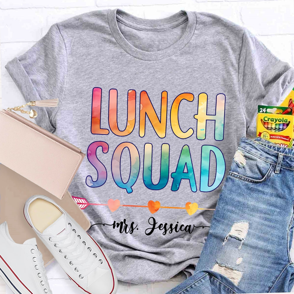 Personalized  Name Lunch Squad Gradient Letters T-Shirt