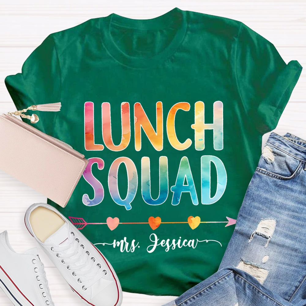 Personalized  Name Lunch Squad Gradient Letters T-Shirt