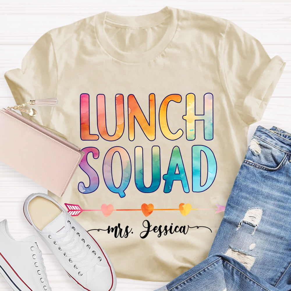 Personalized  Name Lunch Squad Gradient Letters T-Shirt