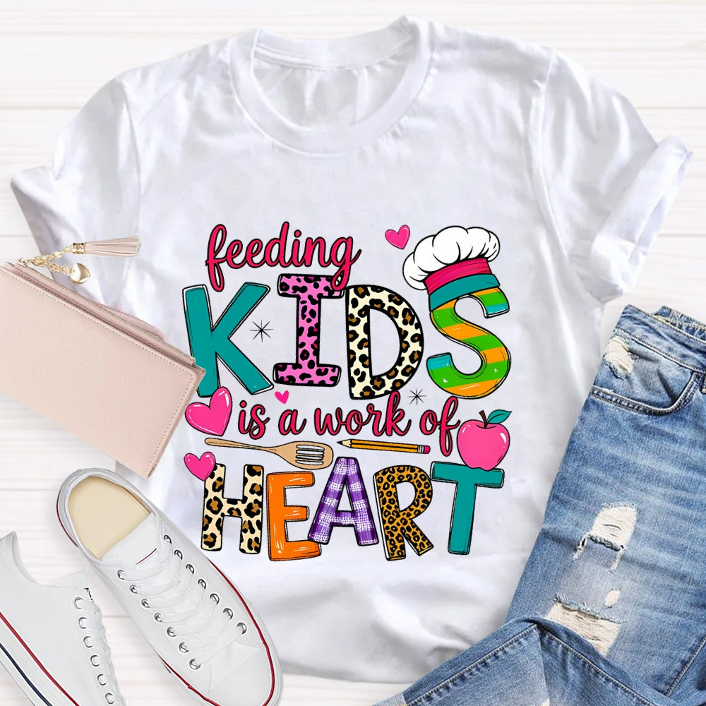 Feeding Kids Is A Work of Heart Leopard Letter T-shirt