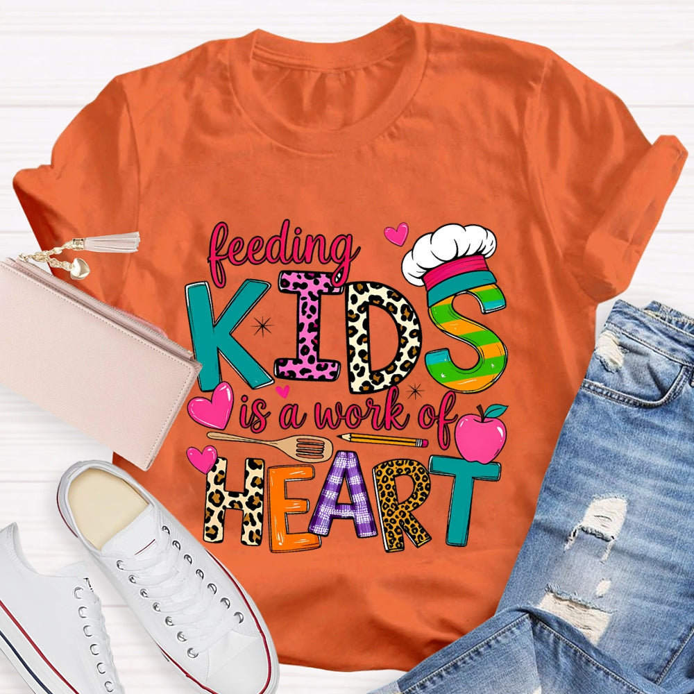 Feeding Kids Is A Work of Heart Leopard Letter T-shirt