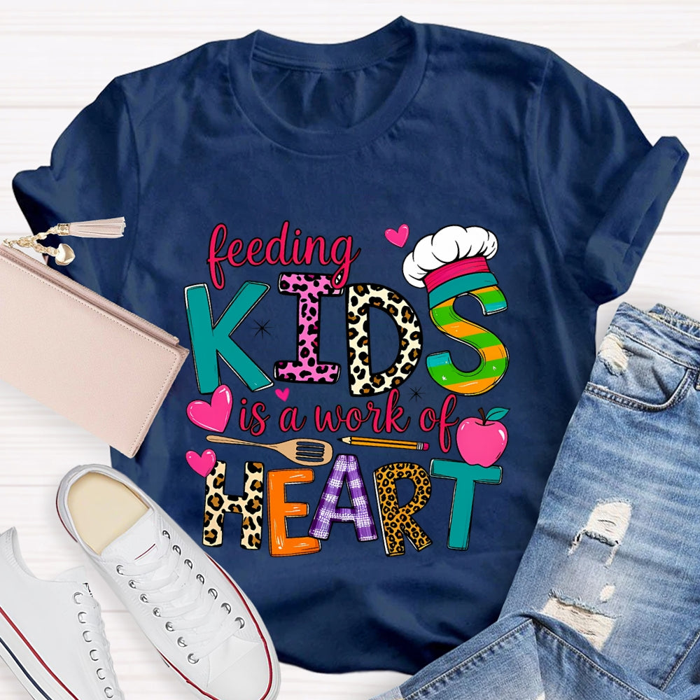 Feeding Kids Is A Work of Heart Leopard Letter T-shirt