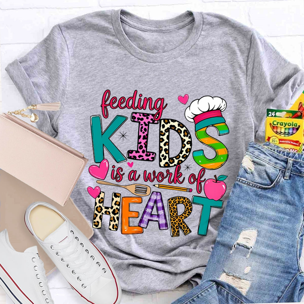 Feeding Kids Is A Work of Heart Leopard Letter T-shirt