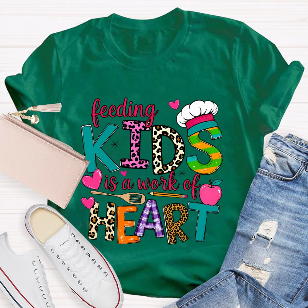Feeding Kids Is A Work of Heart Leopard Letter T-shirt