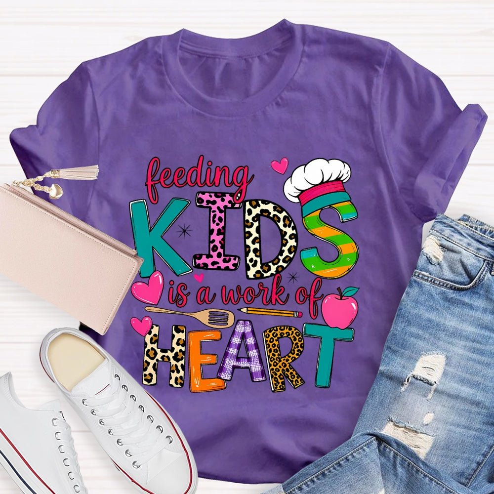 Feeding Kids Is A Work of Heart Leopard Letter T-shirt