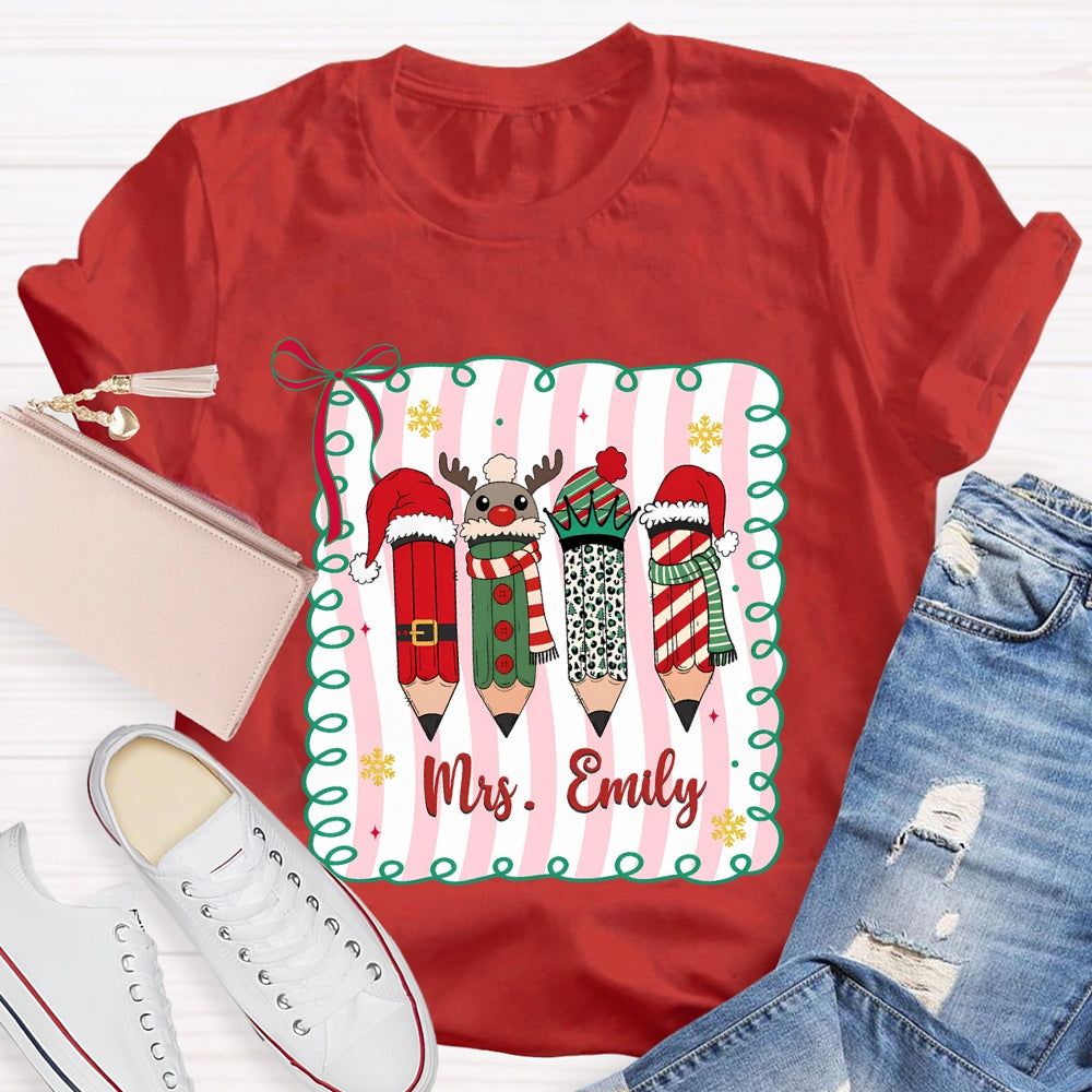 Personalized Name Christmas 4 Pencils T-Shirt