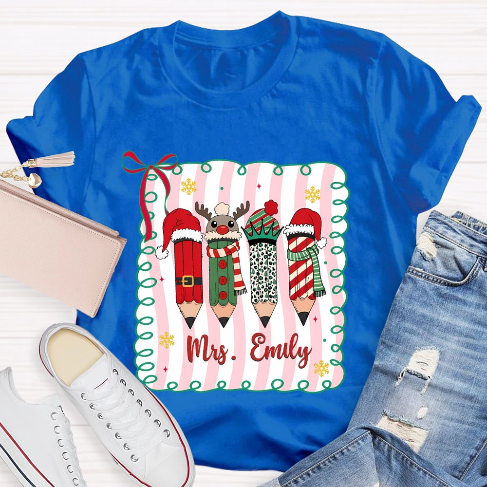 Personalized Name Christmas 4 Pencils T-Shirt