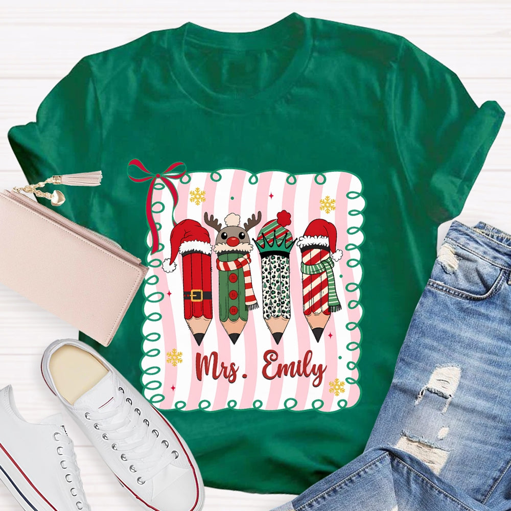 Personalized Name Christmas 4 Pencils T-Shirt