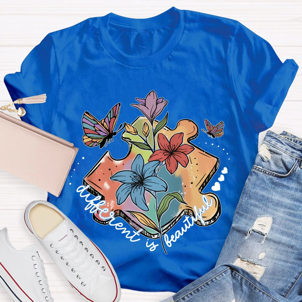 Different Is Beautiful Flower Butterfly T-Shirt