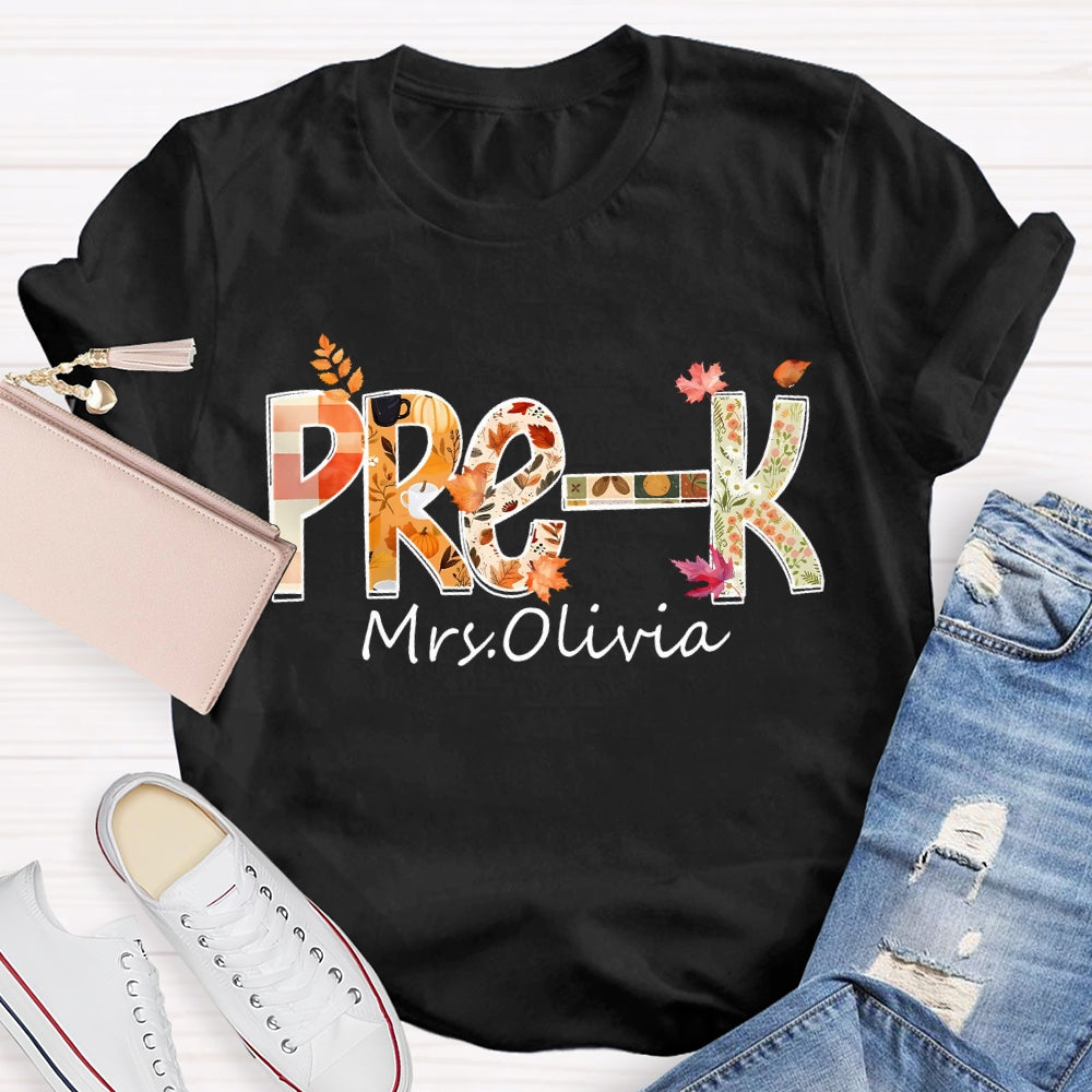 Personalized Name Pre-K Fall Season T-shirt