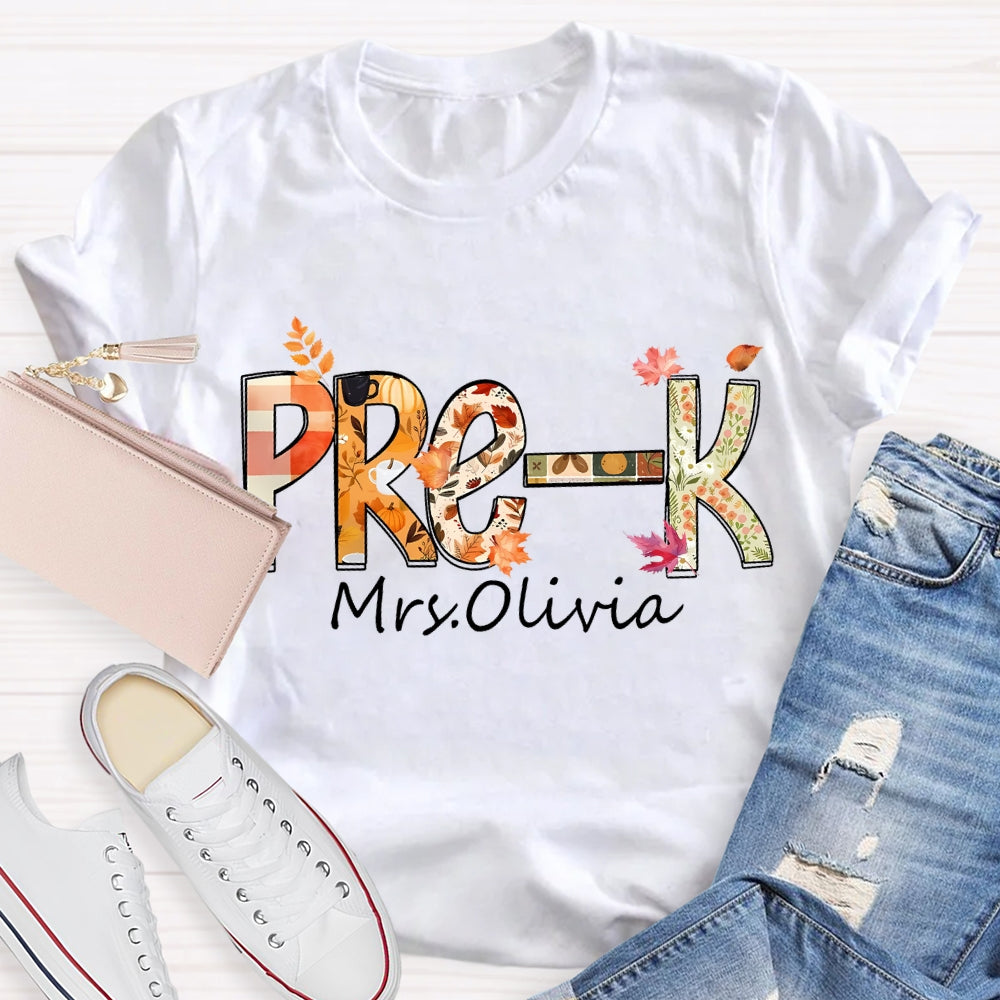 Personalized Name Pre-K Fall Season T-shirt