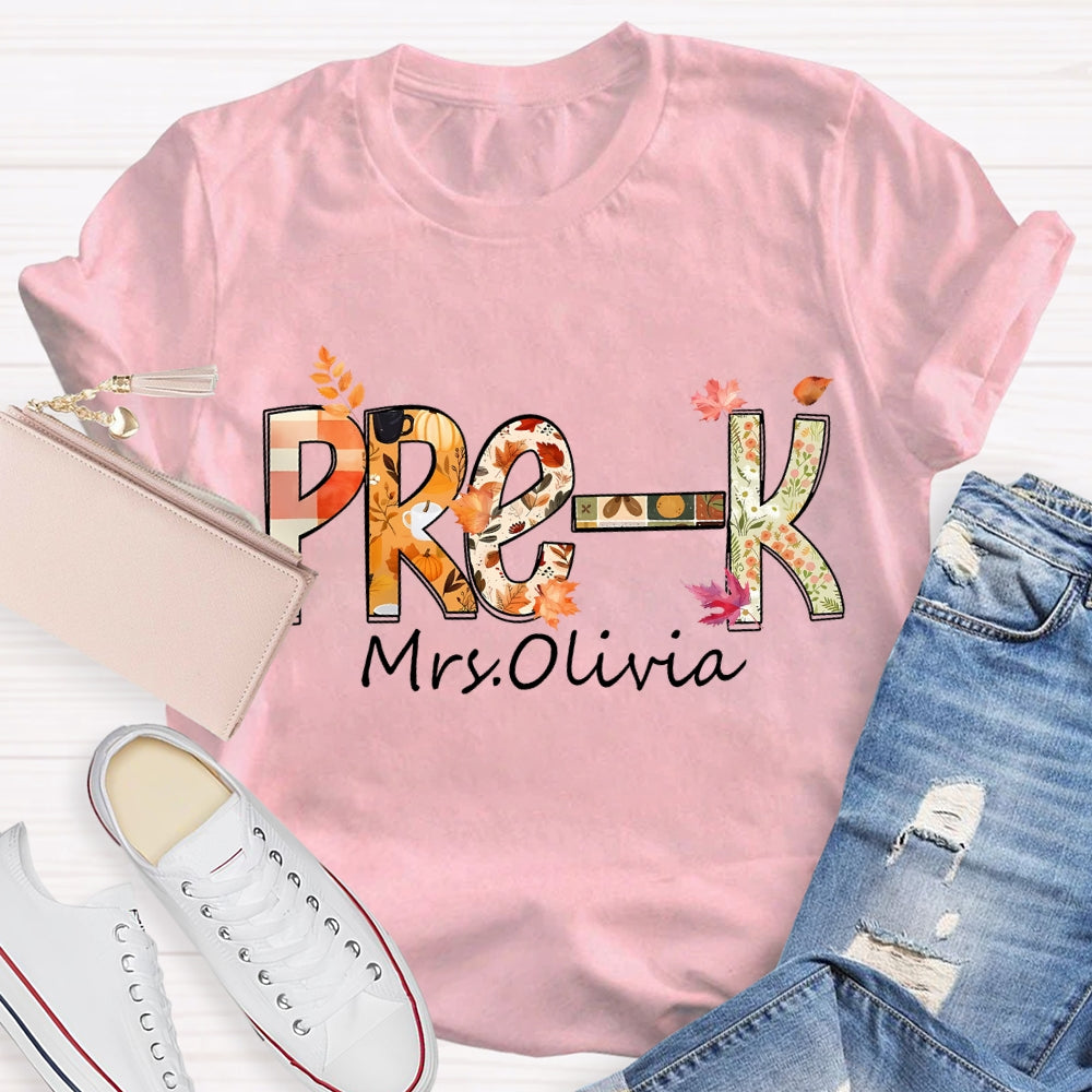 Personalized Name Pre-K Fall Season T-shirt