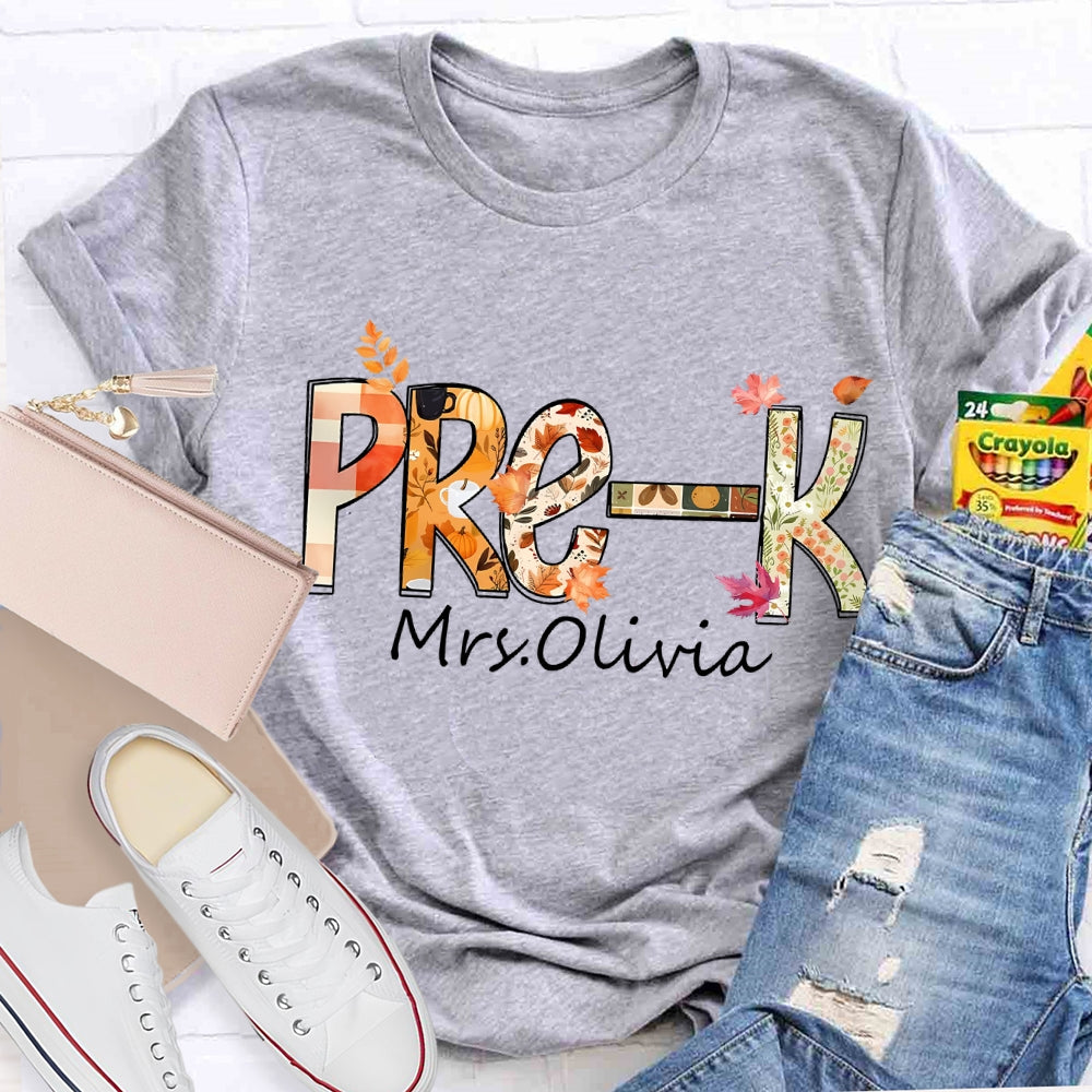 Personalized Name Pre-K Fall Season T-shirt