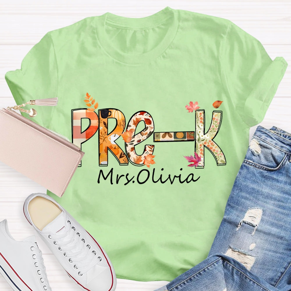 Personalized Name Pre-K Fall Season T-shirt