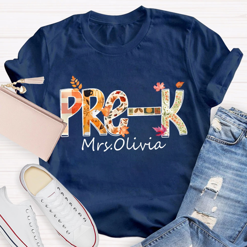 Personalized Name Pre-K Fall Season T-shirt