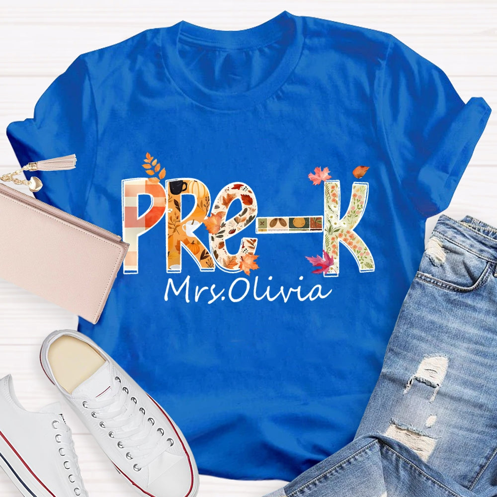 Personalized Name Pre-K Fall Season T-shirt