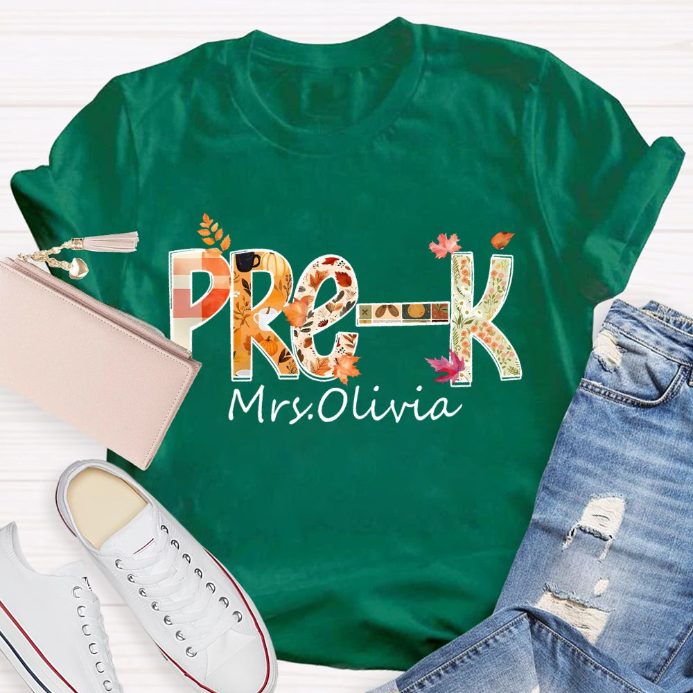Personalized Name Pre-K Fall Season T-shirt