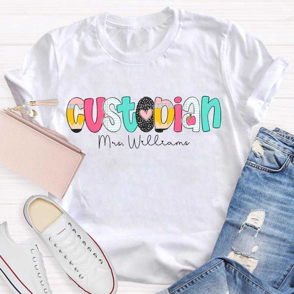 Personalized Name Custodian Color Fonts T-shirt
