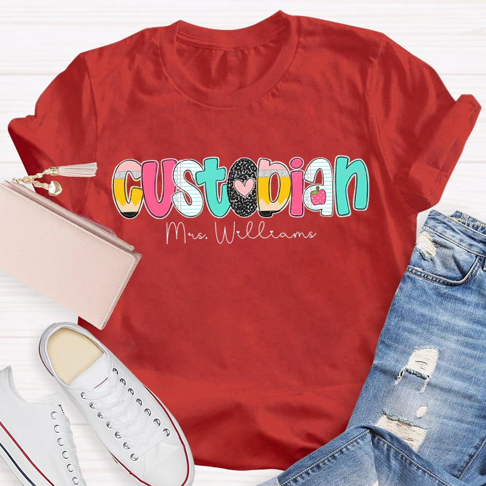 Personalized Name Custodian Color Fonts T-shirt