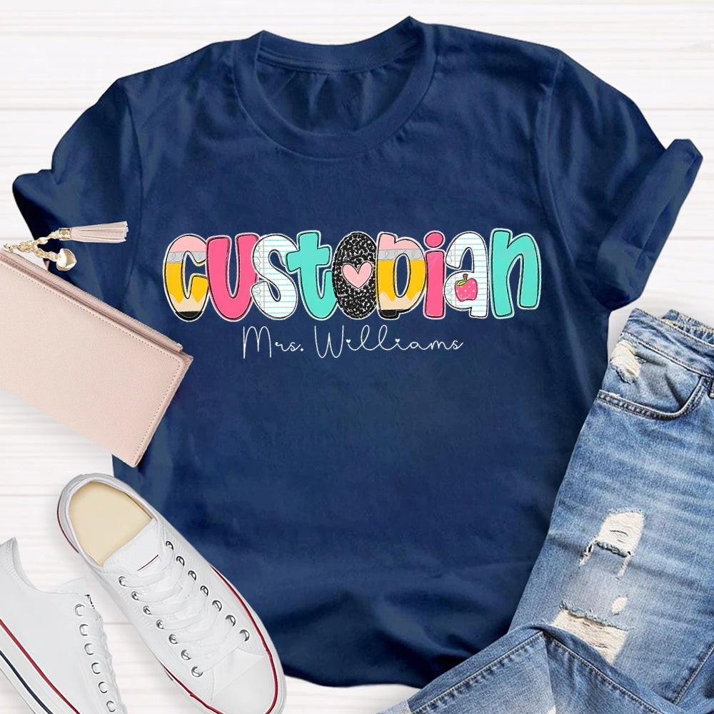 Personalized Name Custodian Color Fonts T-shirt