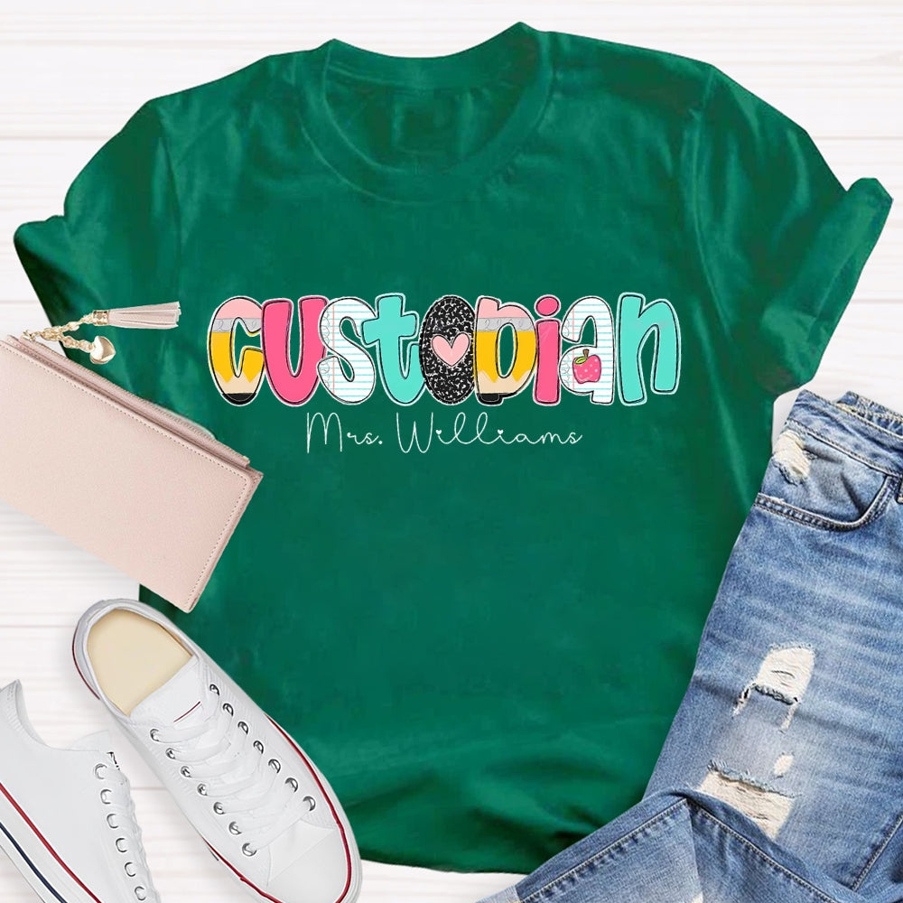 Personalized Name Custodian Color Fonts T-shirt