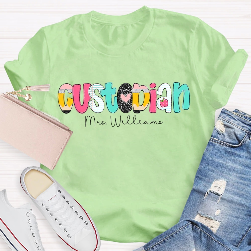 Personalized Name Custodian Color Fonts T-shirt