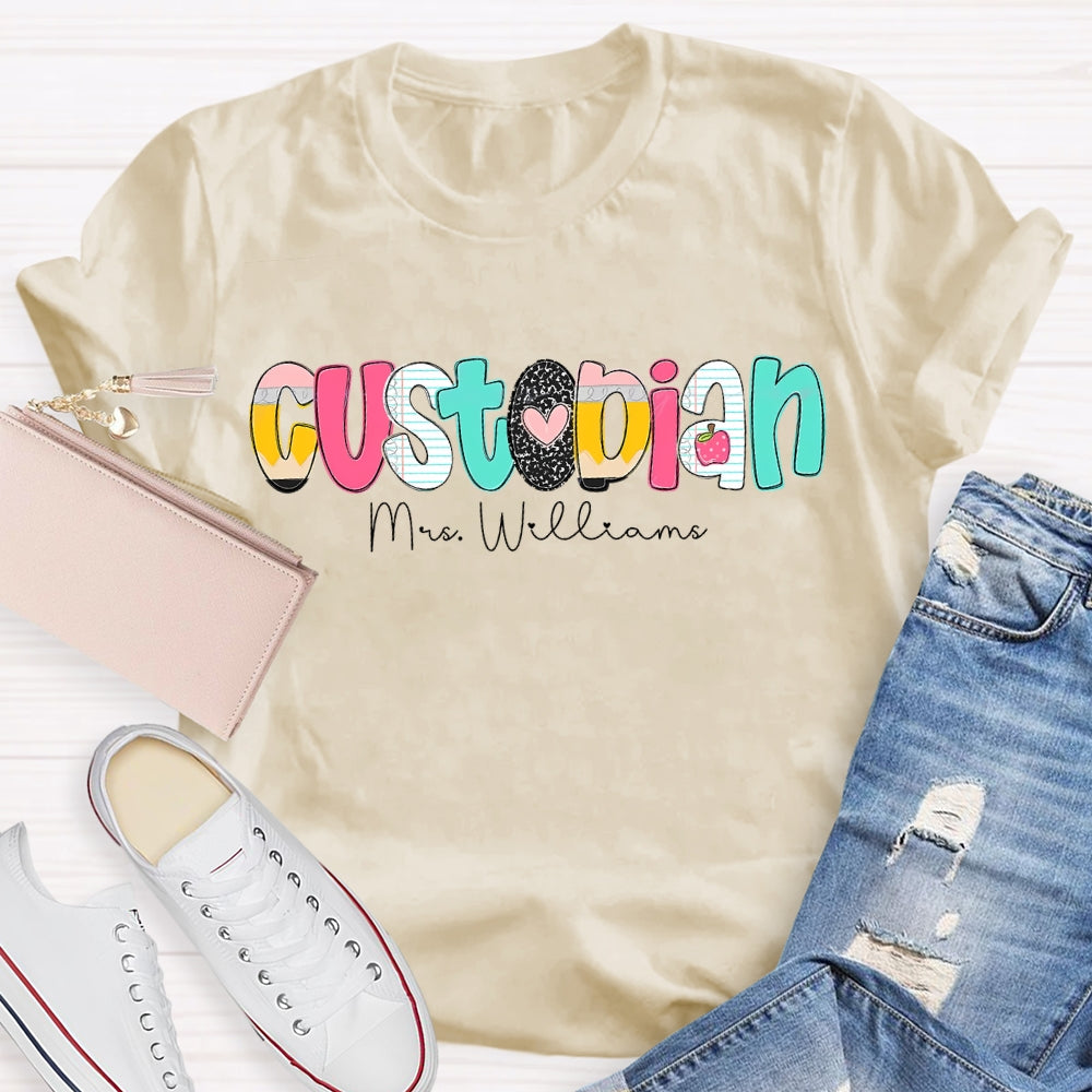 Personalized Name Custodian Color Fonts T-shirt