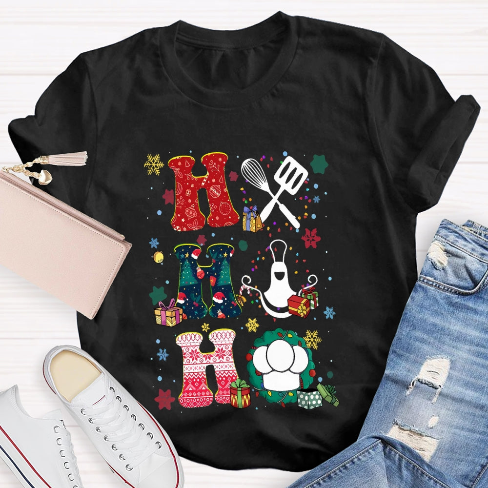 School Lunch Lady Colorful Snowflakes And Christmas T-shirt
