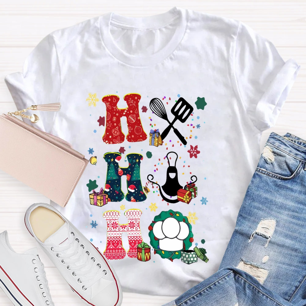 School Lunch Lady Colorful Snowflakes And Christmas T-shirt
