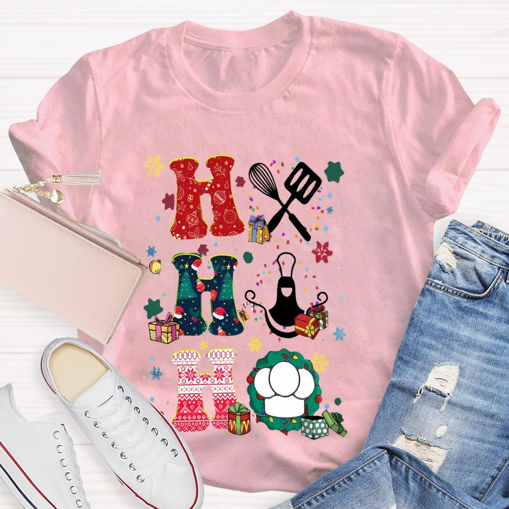 School Lunch Lady Colorful Snowflakes And Christmas T-shirt