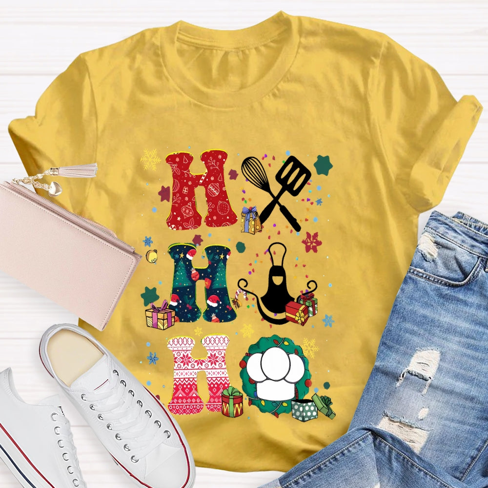 School Lunch Lady Colorful Snowflakes And Christmas T-shirt