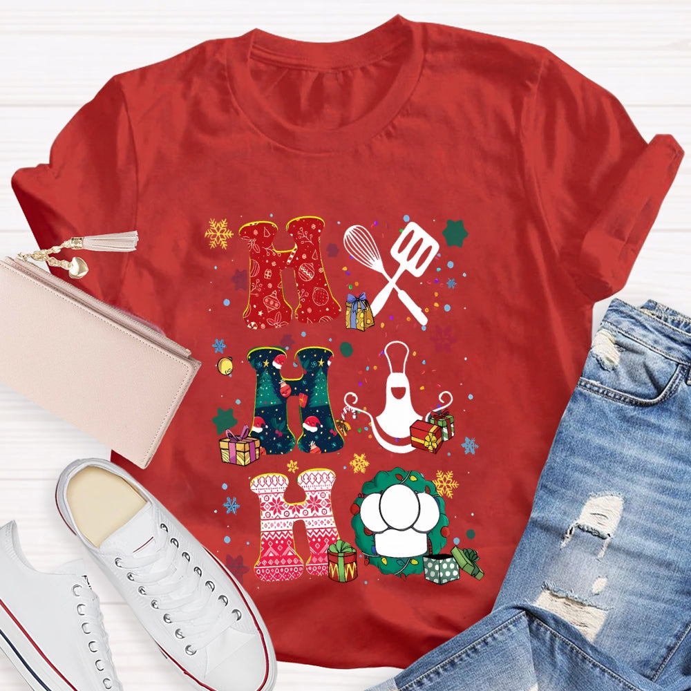 School Lunch Lady Colorful Snowflakes And Christmas T-shirt