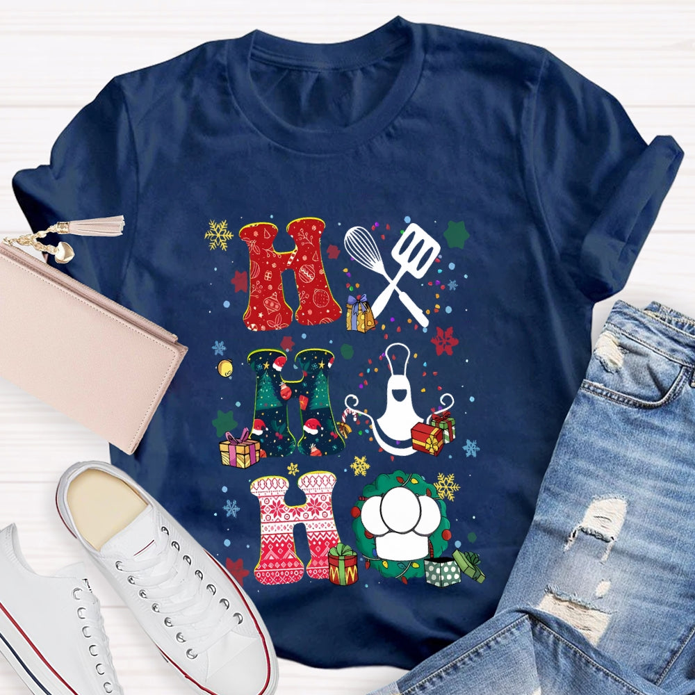 School Lunch Lady Colorful Snowflakes And Christmas T-shirt