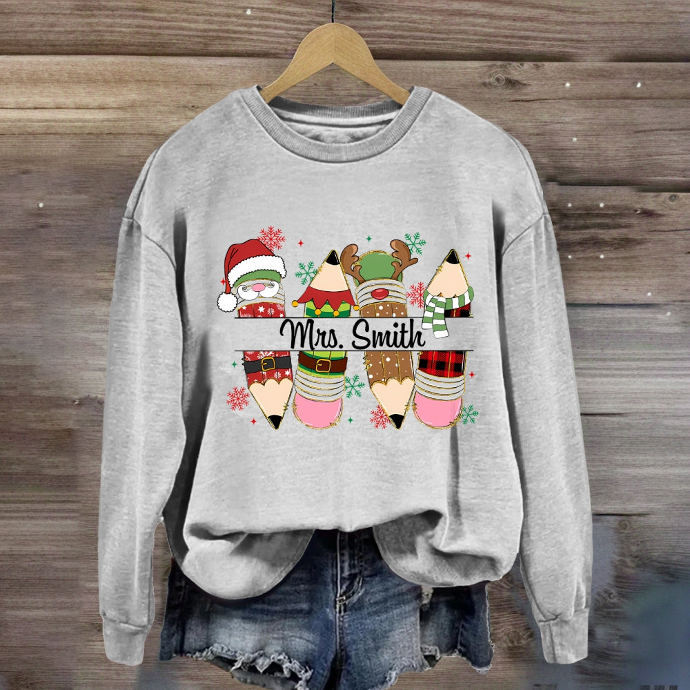 Personalized Name Christmas 4 Pencils Sweatshirt